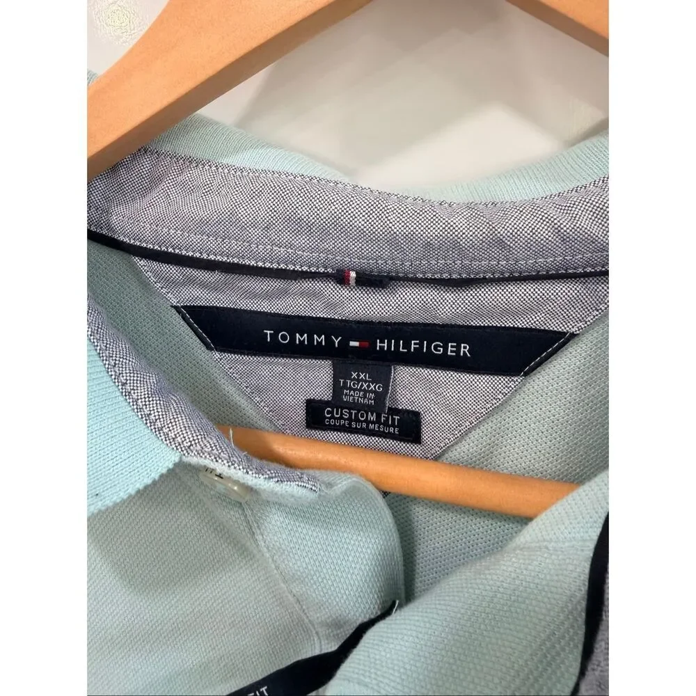 Tommy‎ Hilfiger Polo Shirt Mint Green XXL Cotton